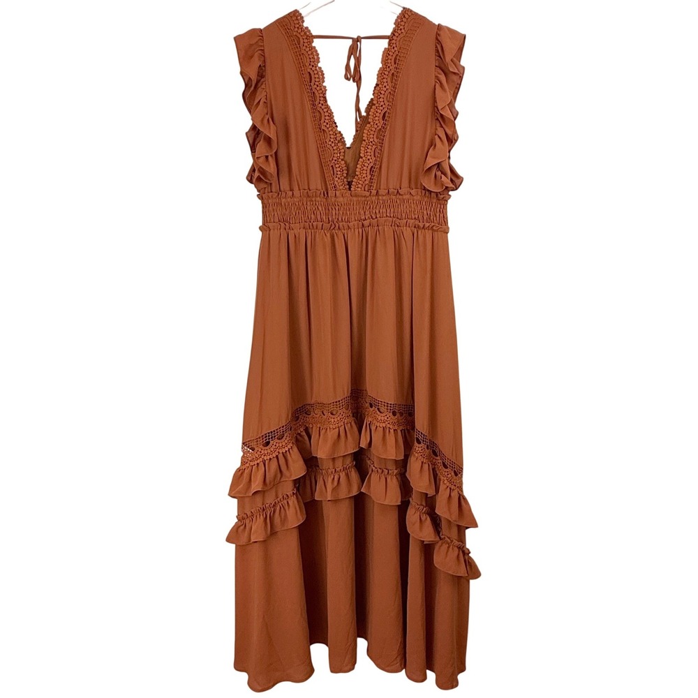 Baltic Born Rust Ruffle Maxi Dress - Picture 9 of 16